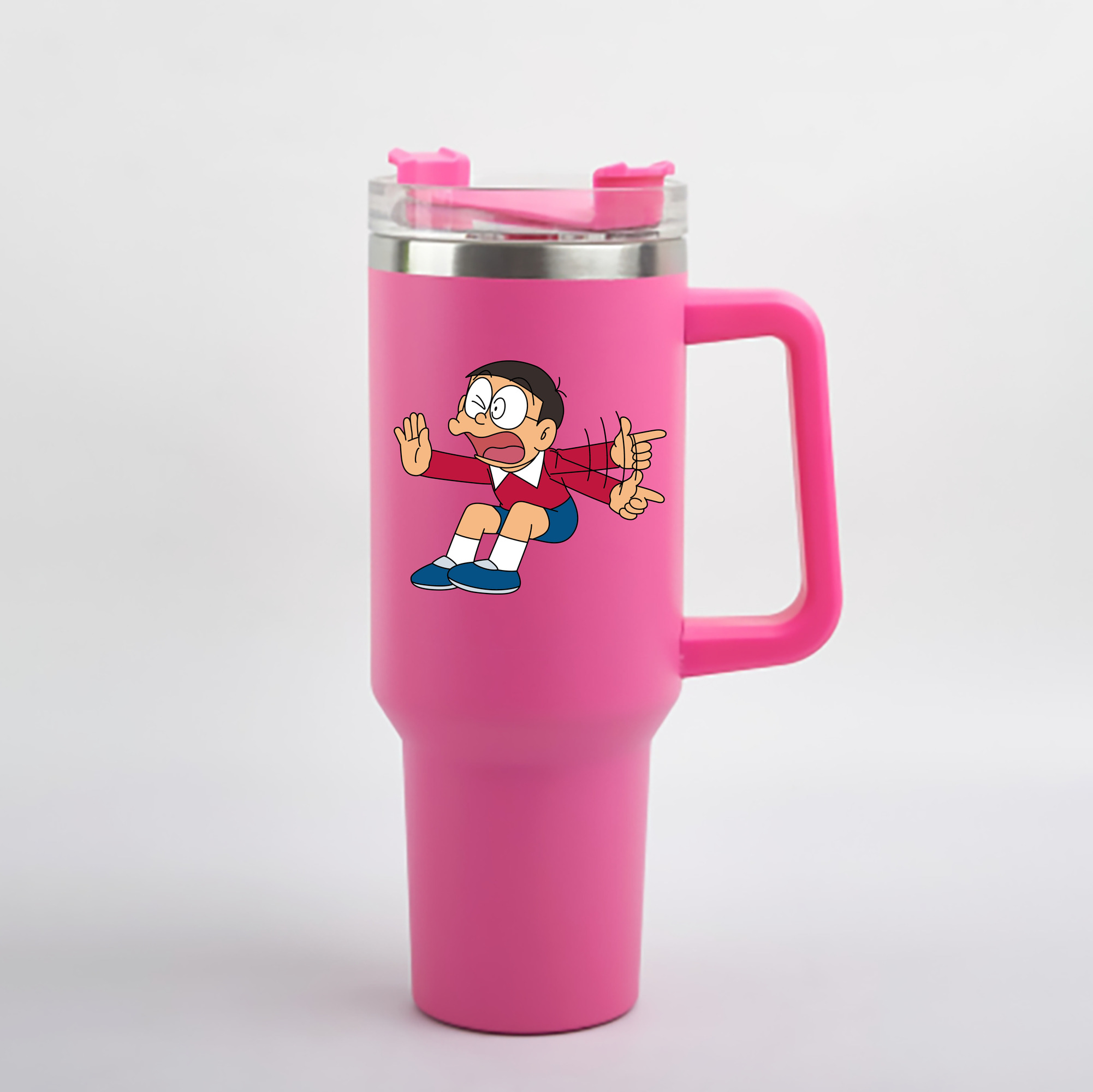（画像用） ドラえもん 野比 のび太 Doraemon Nobita Nobi 1200mL車用タンブラー - クリスタルステッカー（プラスチックストロー付き）